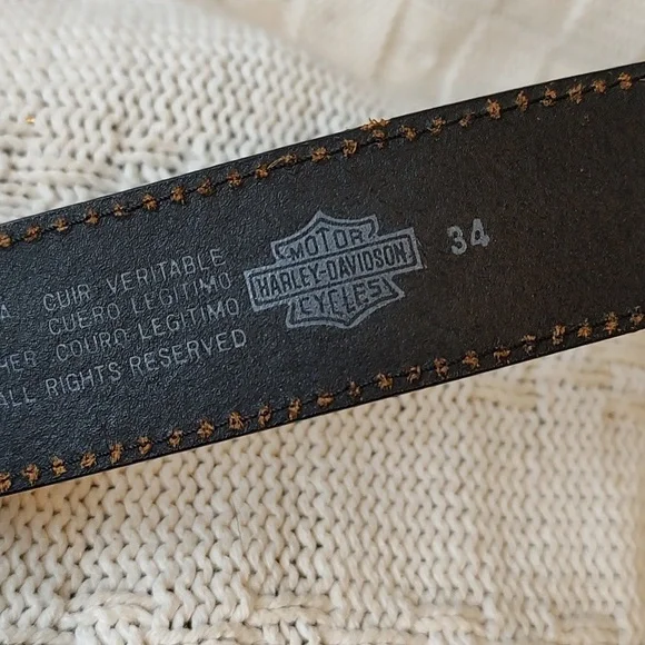 Vintage 2005 Harley Davidson Road Hog Race Belt Buckle Leather 34 - Picture 4 of 9